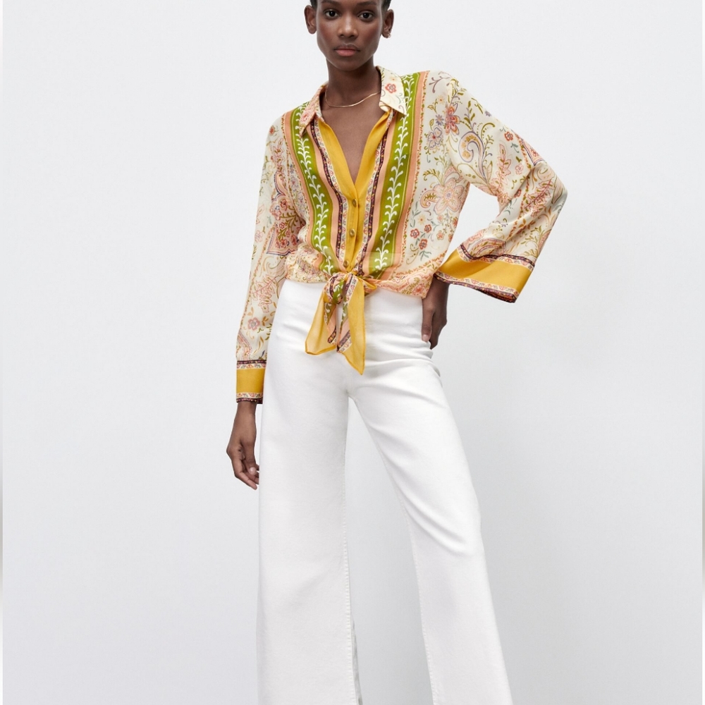 ZARA PULLOVER TOP WITH TIE NEW WITH TAG
